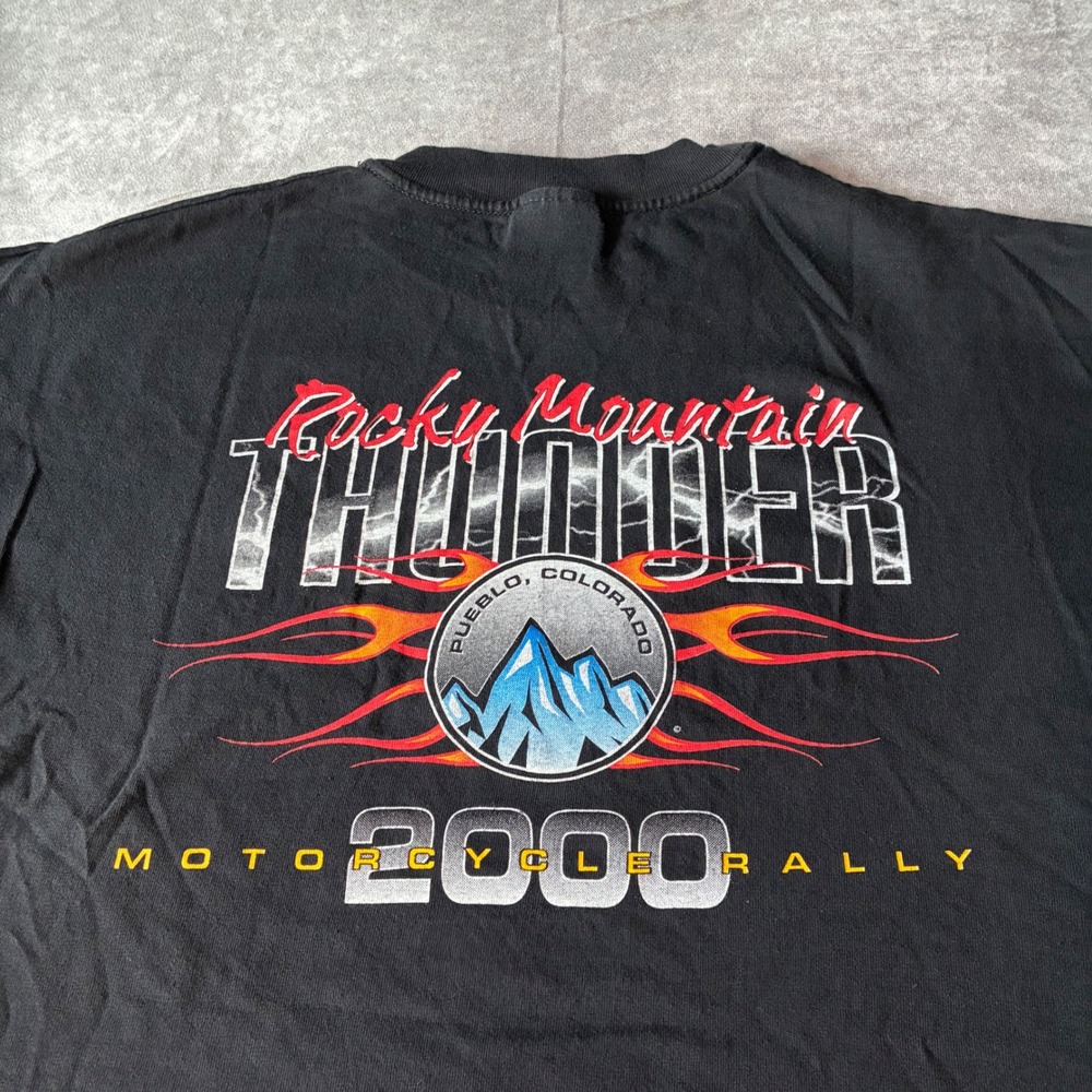 Vintage Hanes Beefy-T Rocky Mountain Thunder 2000 Motorcycle Rally Shirt XL